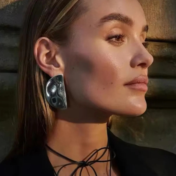 Silver Bean Stainless Steel Waterproof Earrings - Picture 2 of 6